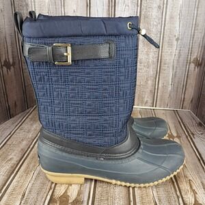 Tommy Hilfiger Womens Navy Blue Quilted Duck Boots Winter Rain Shoes Size 8M